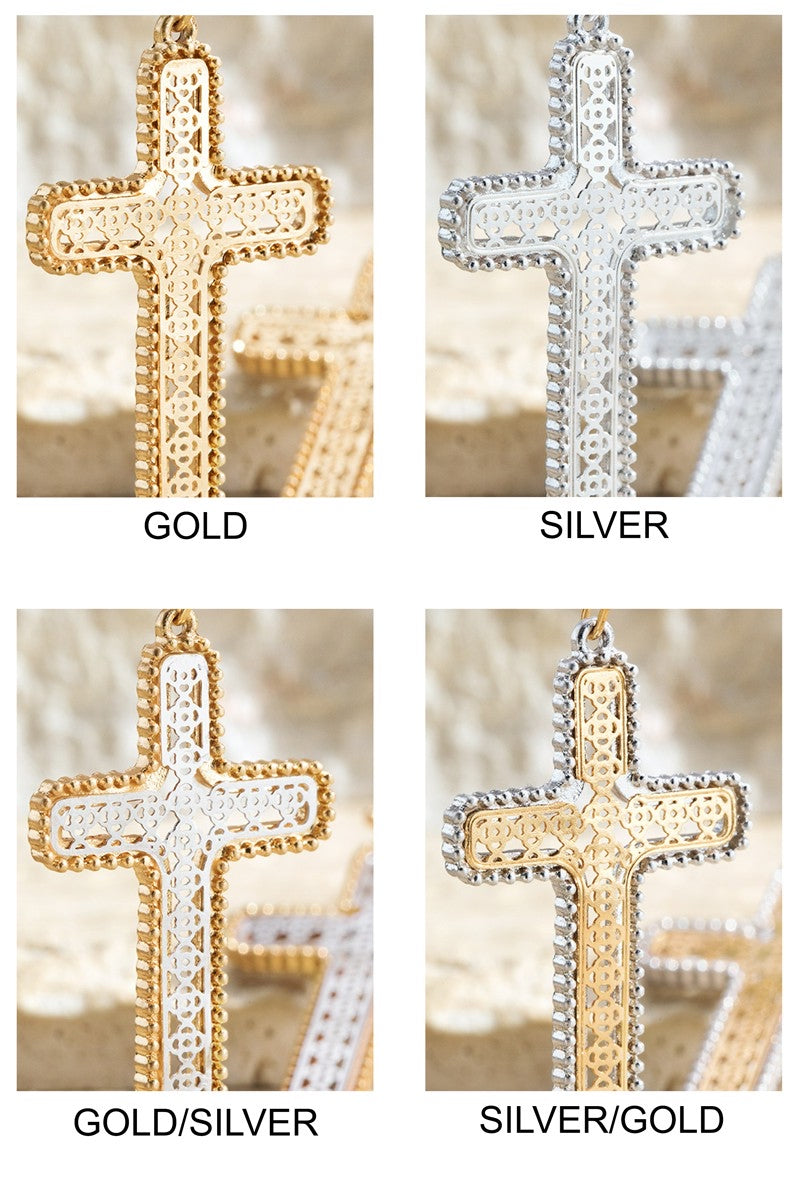 He Is Risen Plated Cross Earrings