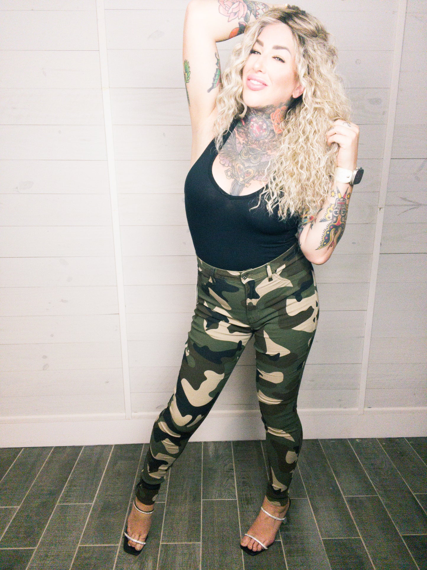 Out Of Sight Camo Highwaisted Skinny Jeans (NEW COLOR)