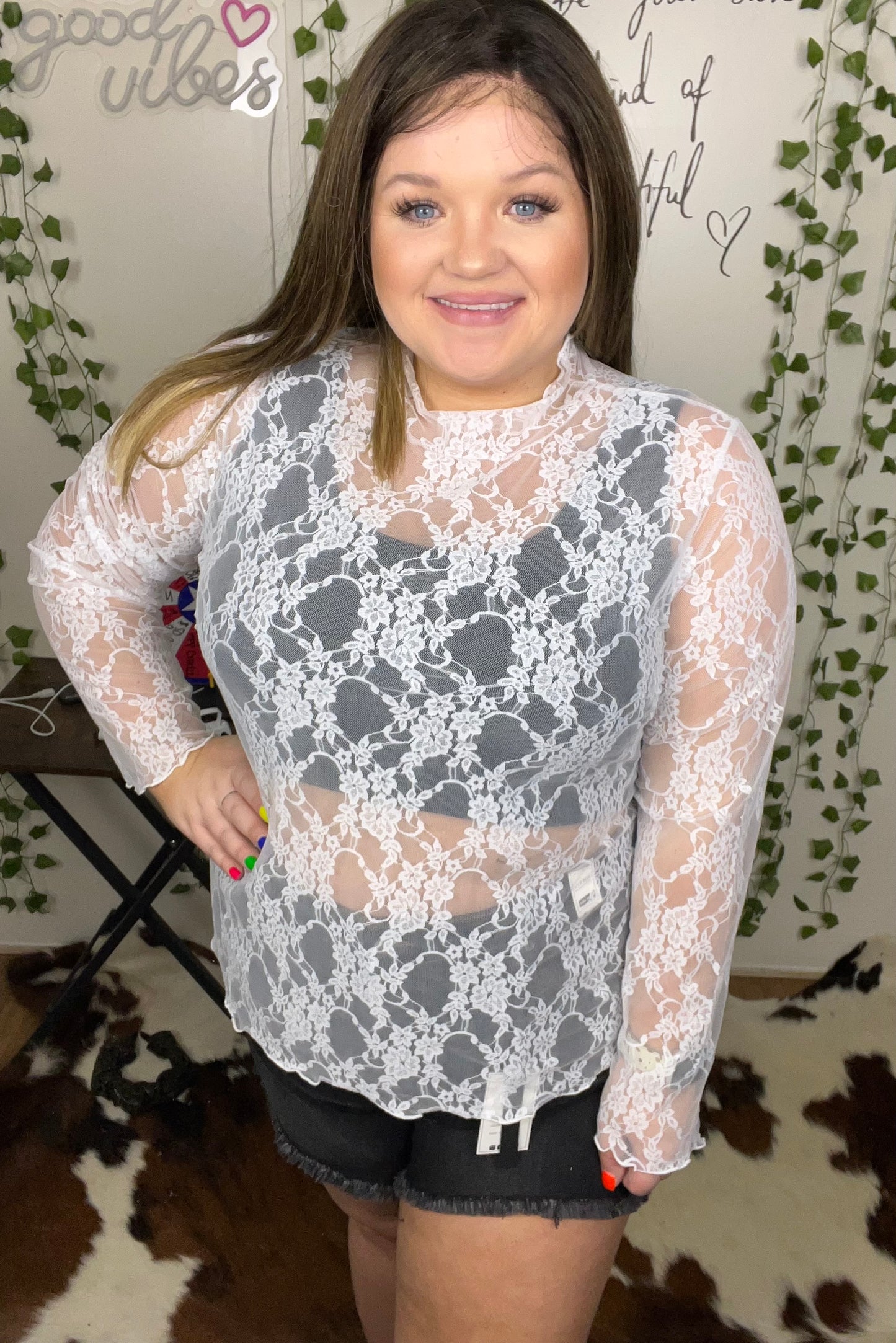 Curvy Mesh Floral print top (Multiple Colors) - BP