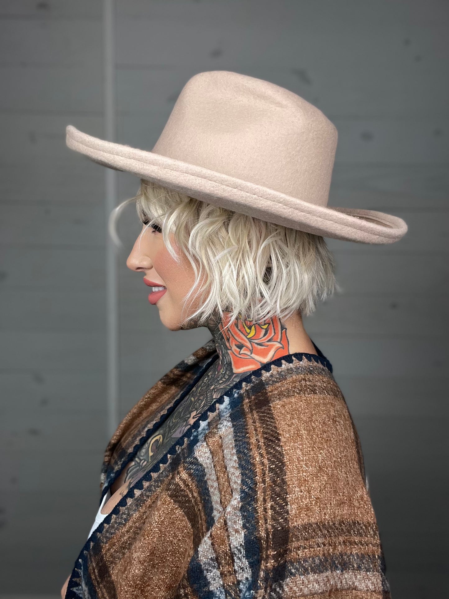 Naughty Neutrals Wool Wide Brim Hat