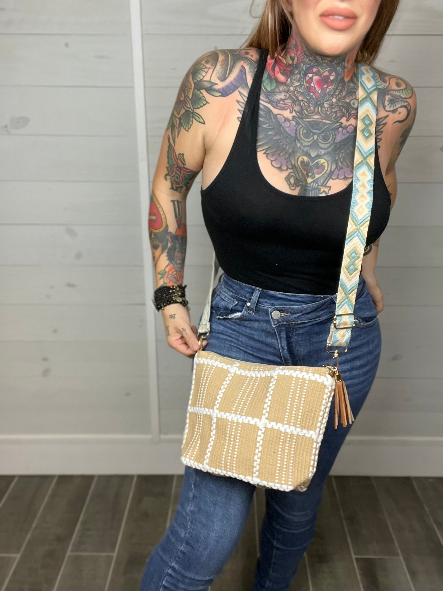 On My Own Path Woven Crossbody Bag