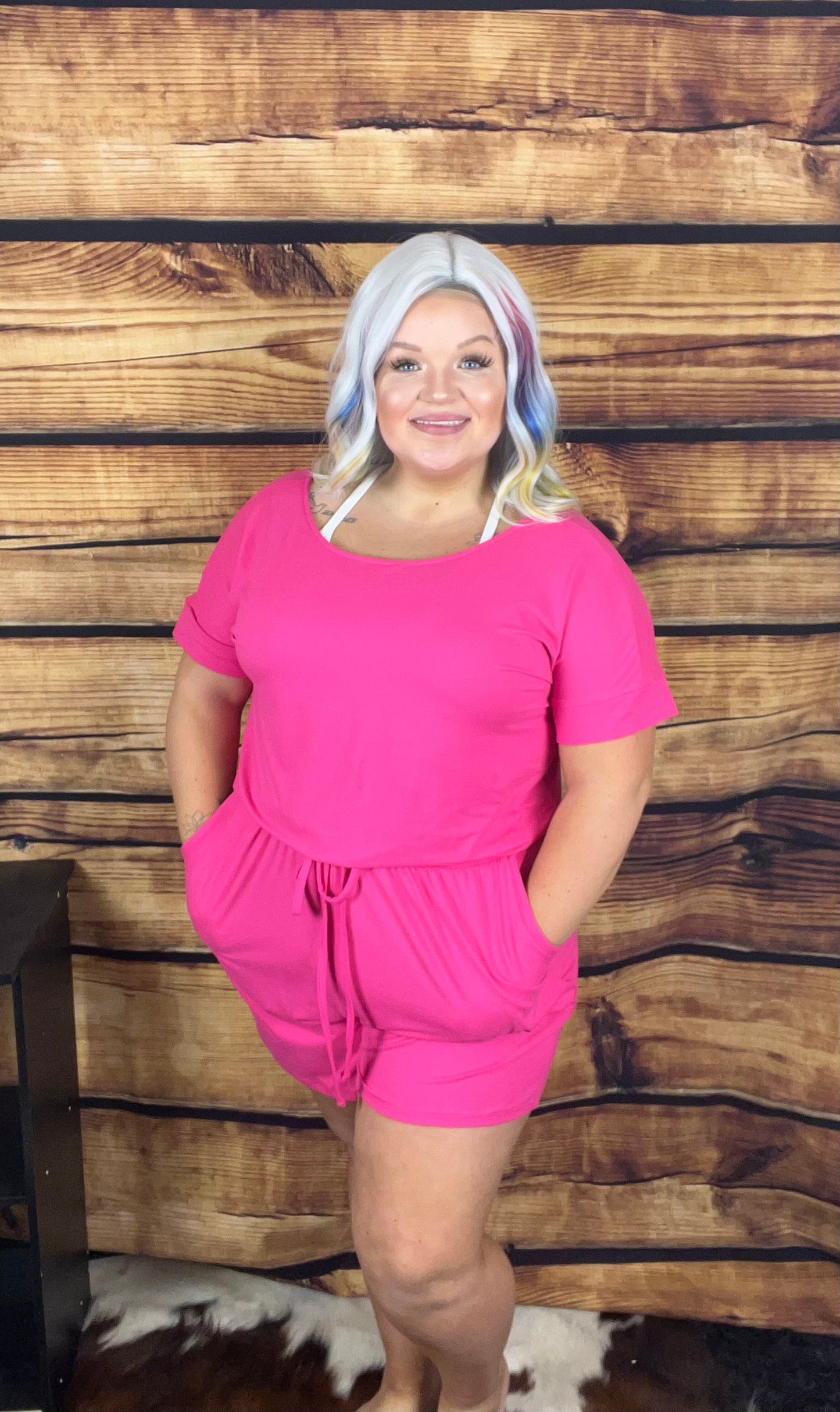 CURVY - Brushed DTY Romper with Pockets (MULTIPLE COLORS) - BP