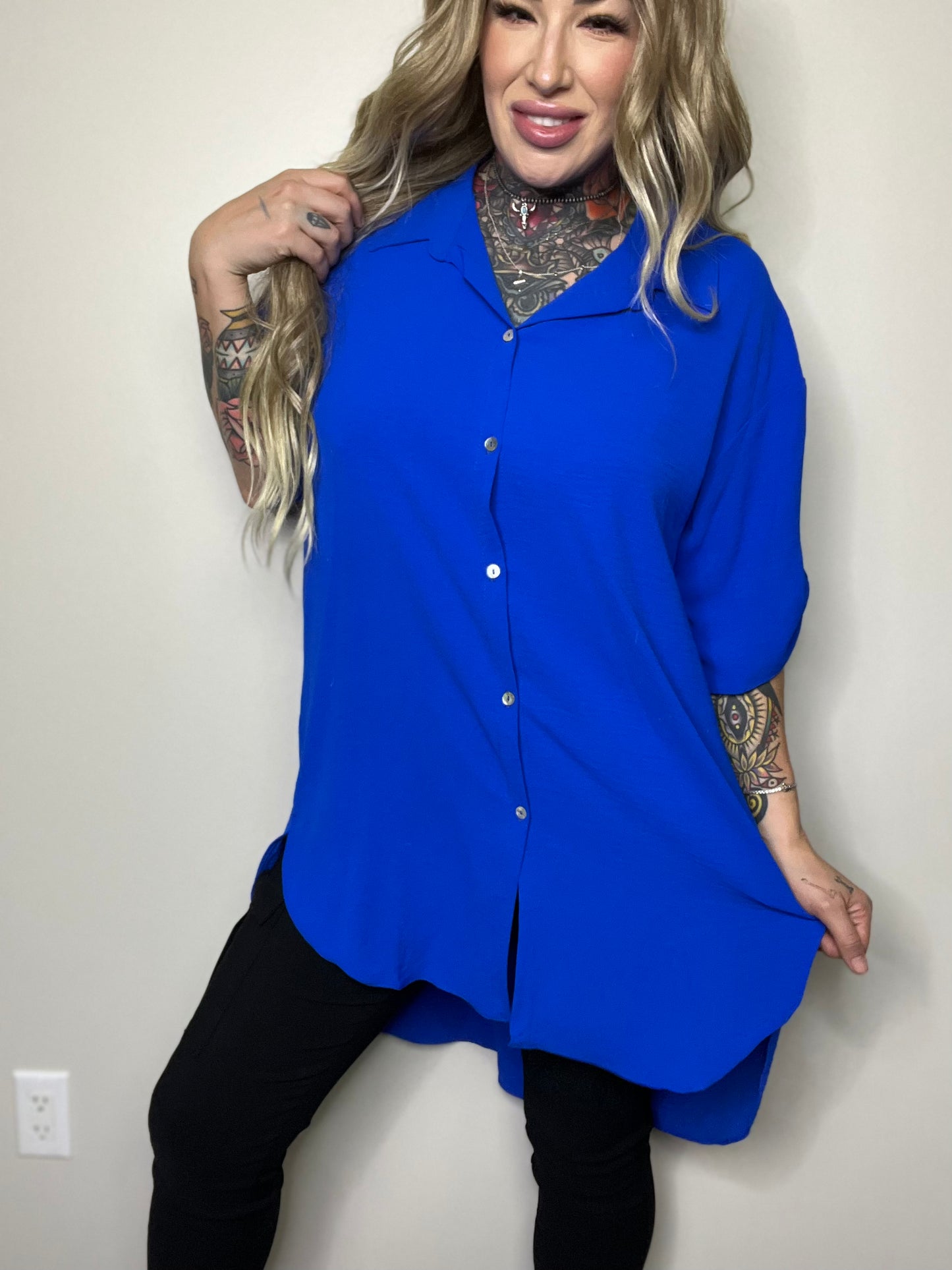 Boss You Around Curvy High Low Shirt (Multiple Color Options)