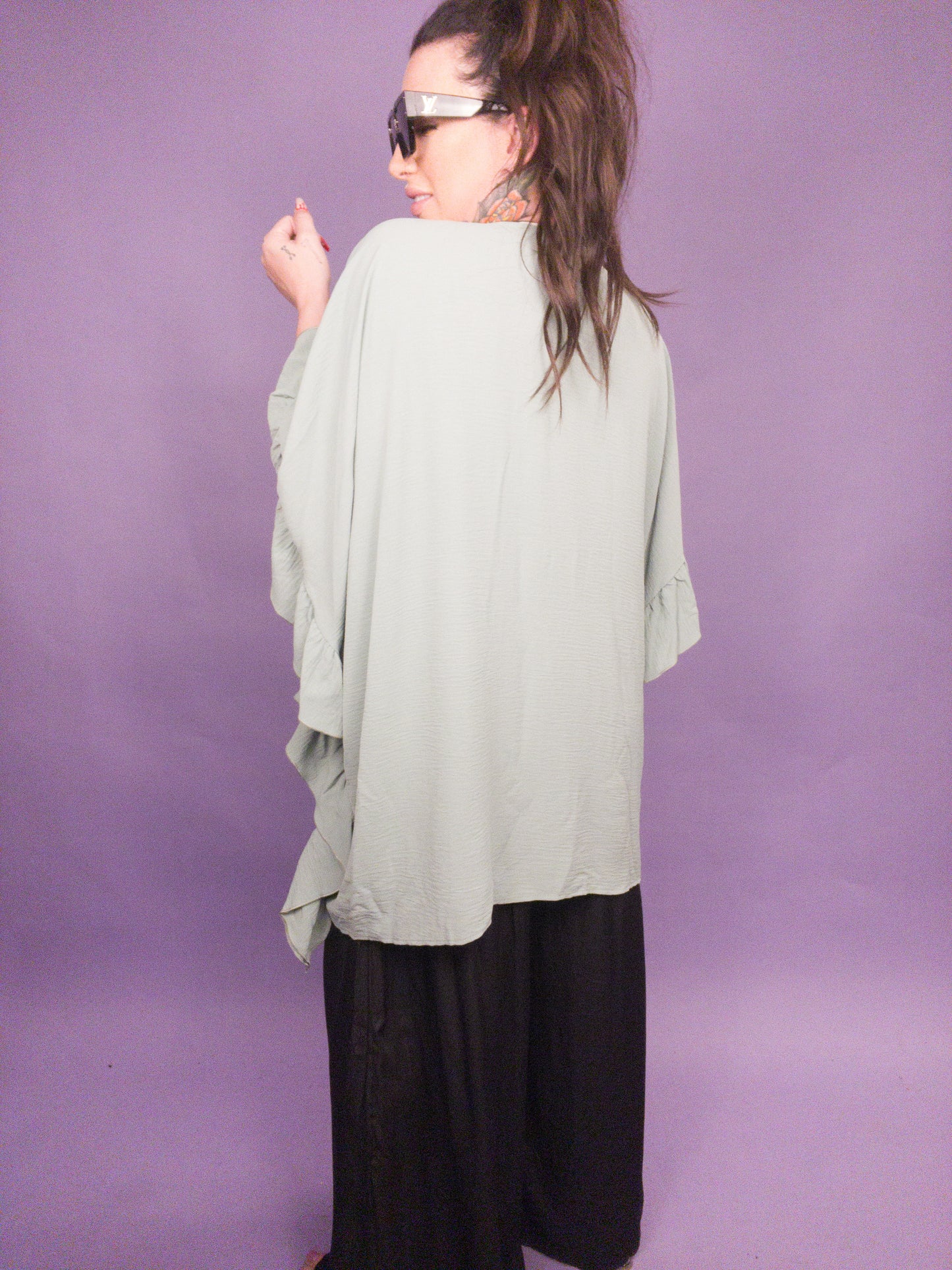 CURVY/REG - Jade By Jane - Wide Sleeves Ruffle Kimono