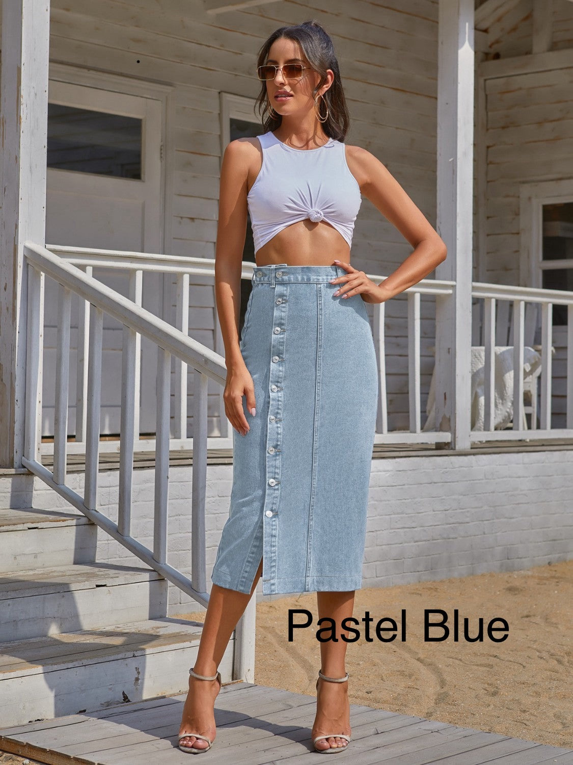 Grew Up Country Button Down Denim Skirt (Multiple Colors) - BP