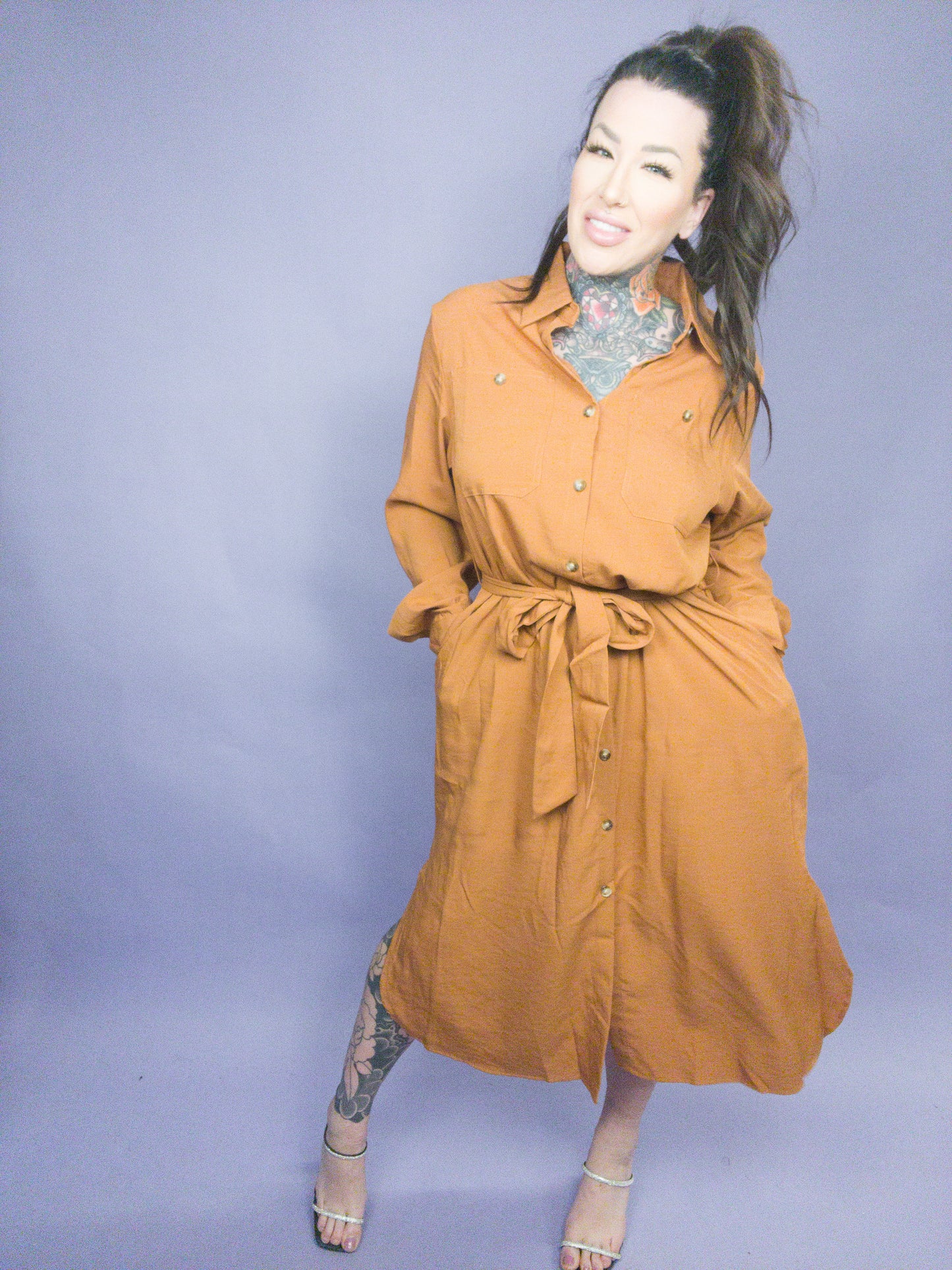 CURVY Jade By Jane - Button Down Shirt Long Dress