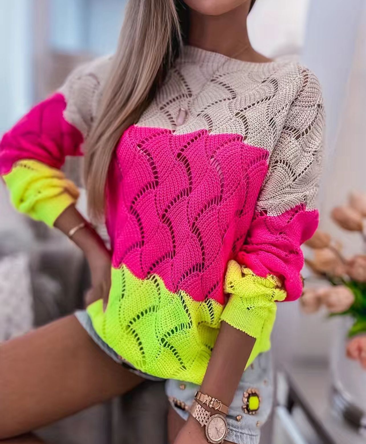 Just Vibin' Multicolored Knit Sweater