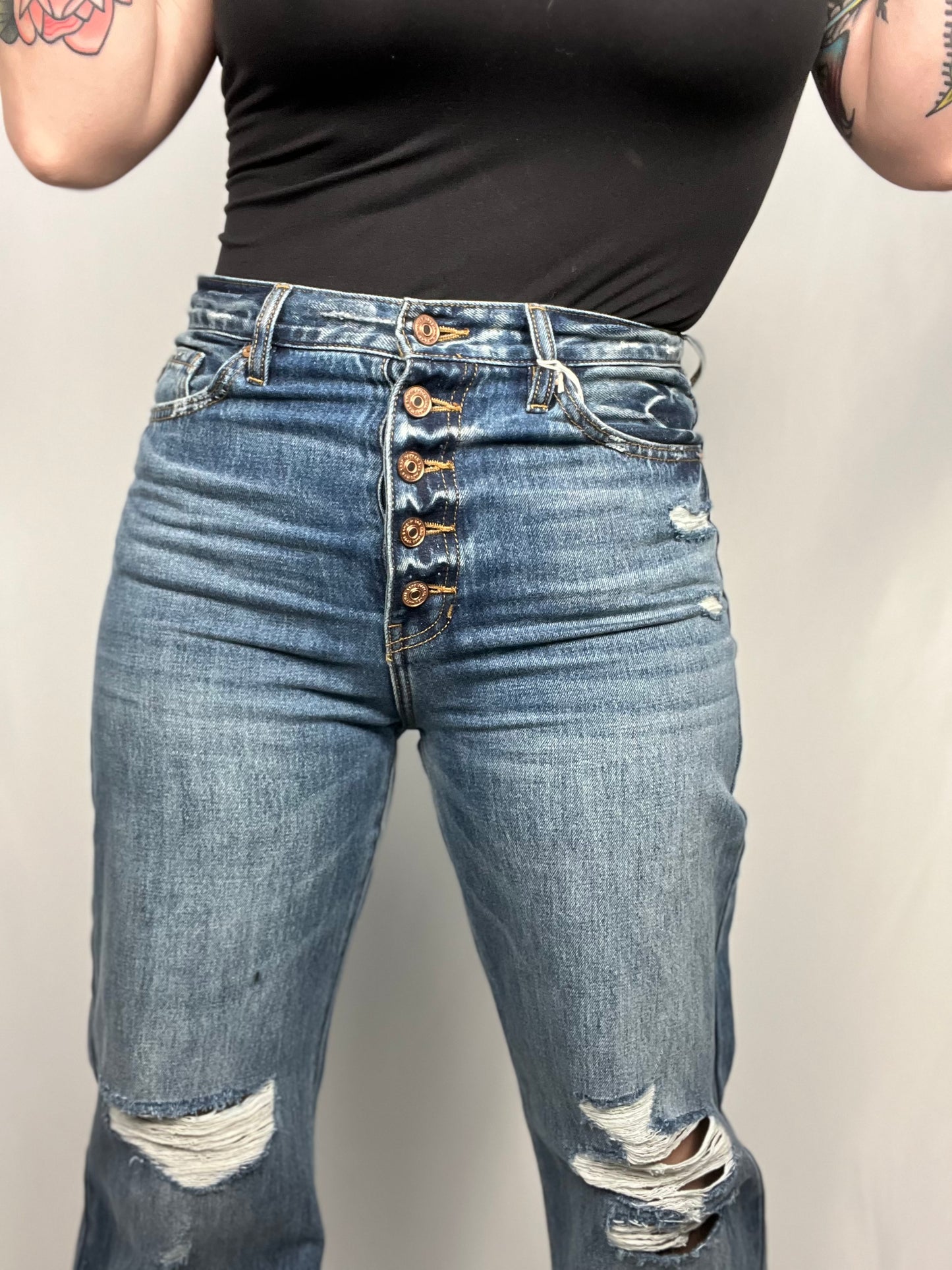 Evangeline Ultra High Rise 90's Flare Kan Can Jeans