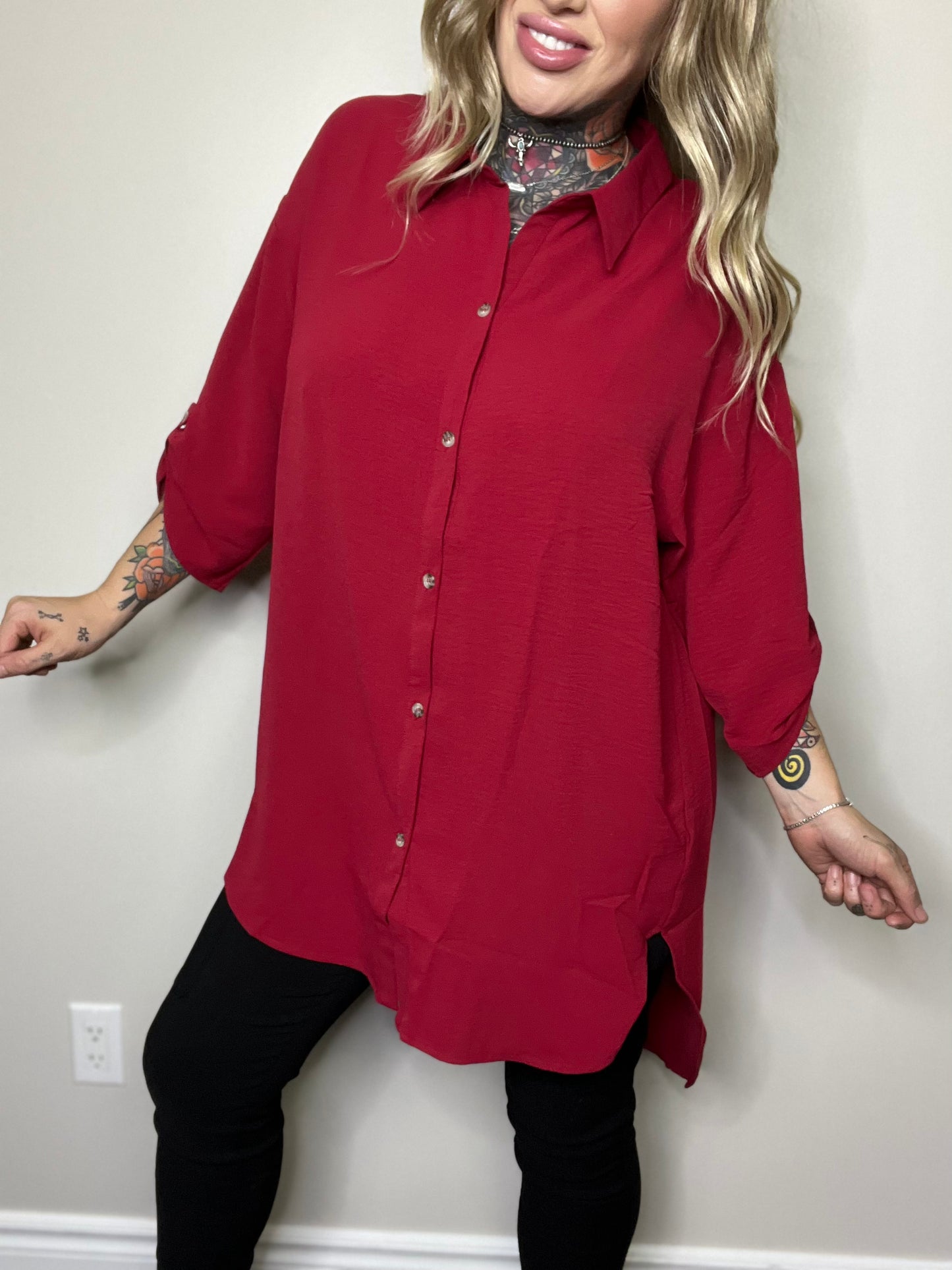 Boss You Around Curvy High Low Shirt (Multiple Color Options)