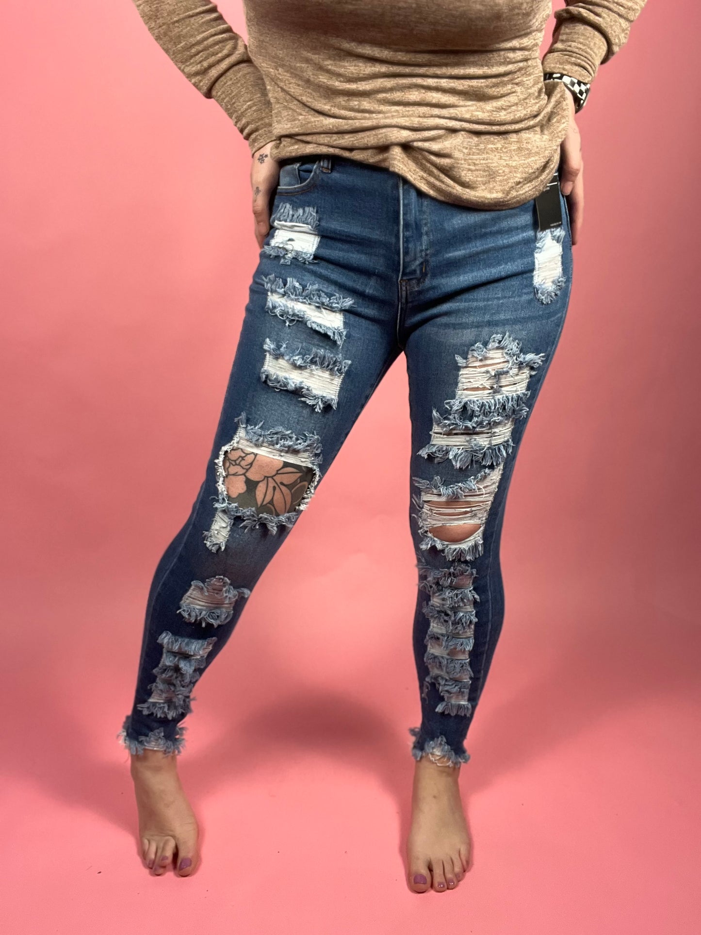 Talk Back Curvy/Reg High Rise Skinny Denim Jeans