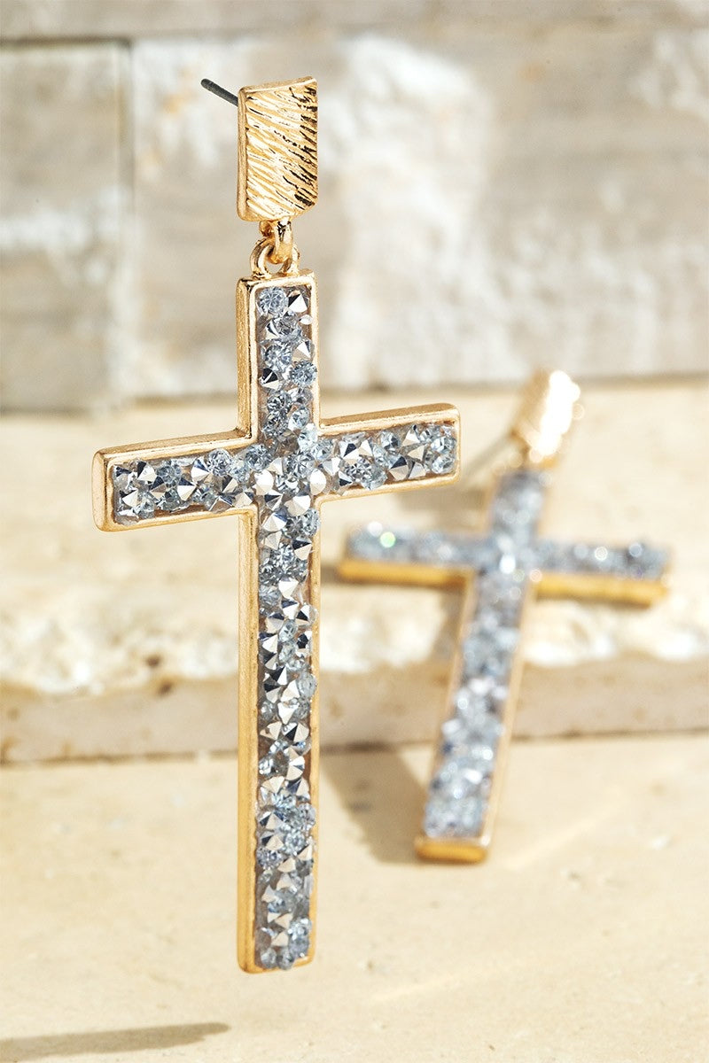 Chosen Resin Stone Cross Earrings