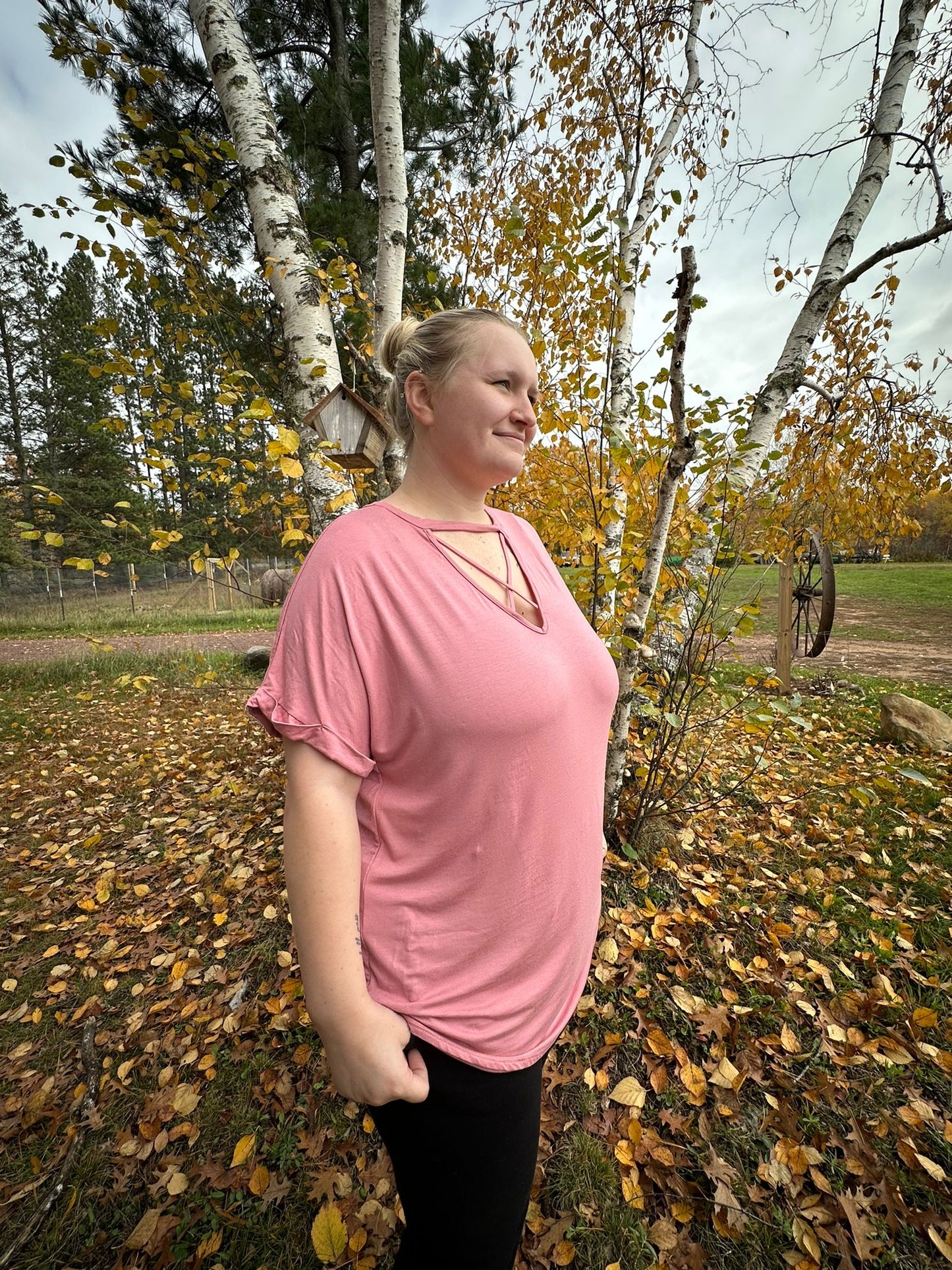 Anything Is Possible Curvy Criss Cross Neck Top (Multiple Color Options)