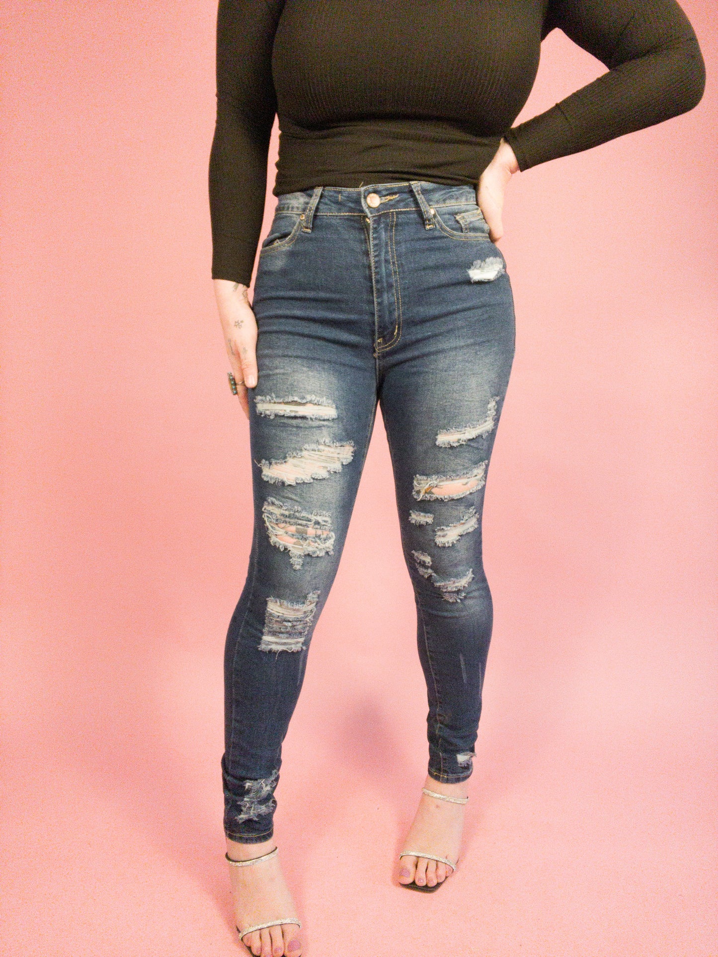 We're Finished Distressed Jeans