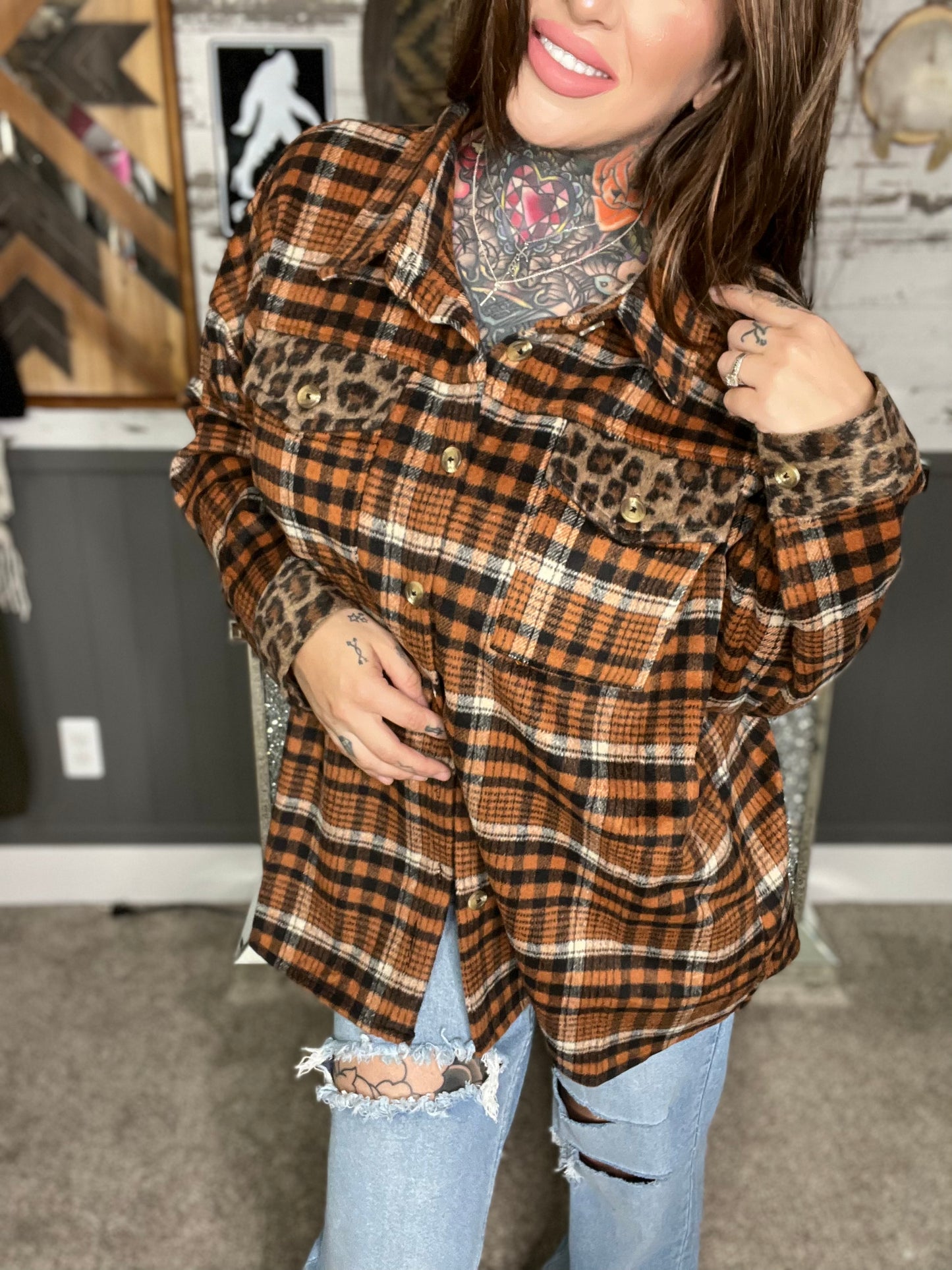 Boo In Boujee Curvy Plaid Shacket