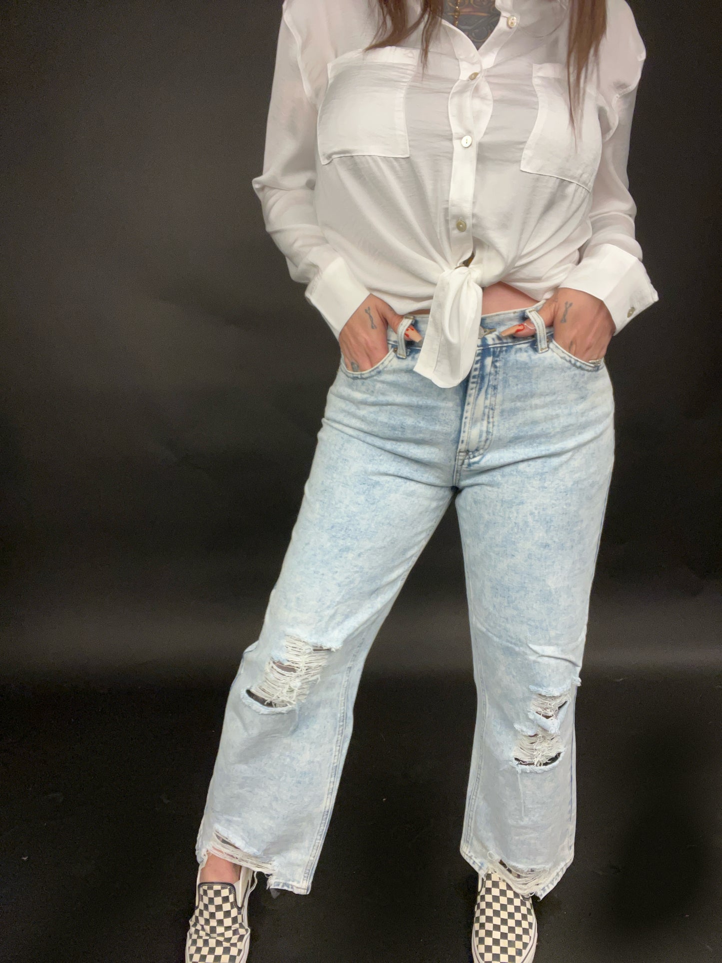 See Ya Later Girl Wide Leg Distressed Skater Jeans (Sizes 1-13)