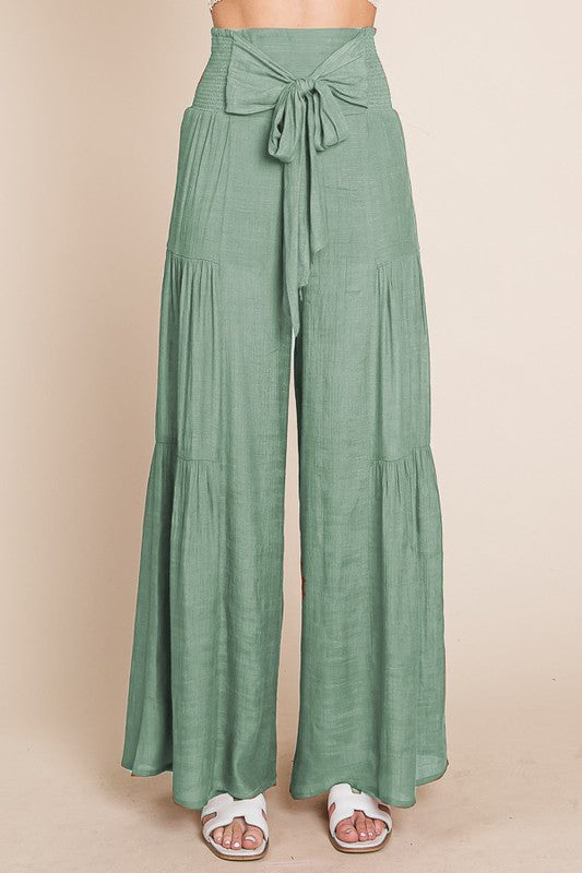 CURVY Jade By Jane - Tie Front Ruched Waist Back Pants