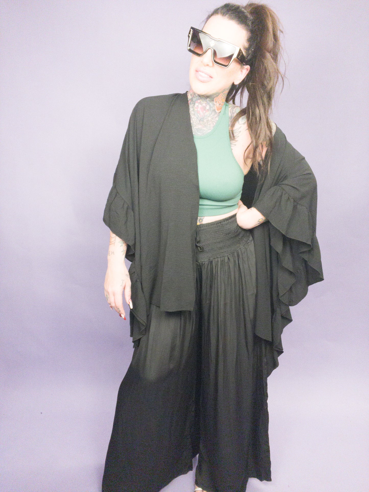 CURVY/REG - Jade By Jane - Wide Sleeves Ruffle Kimono