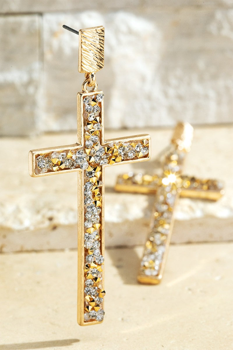 Chosen Resin Stone Cross Earrings