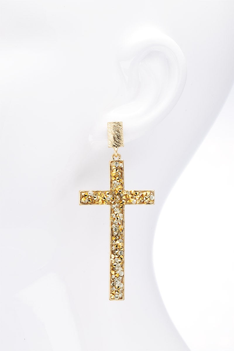 Chosen Resin Stone Cross Earrings