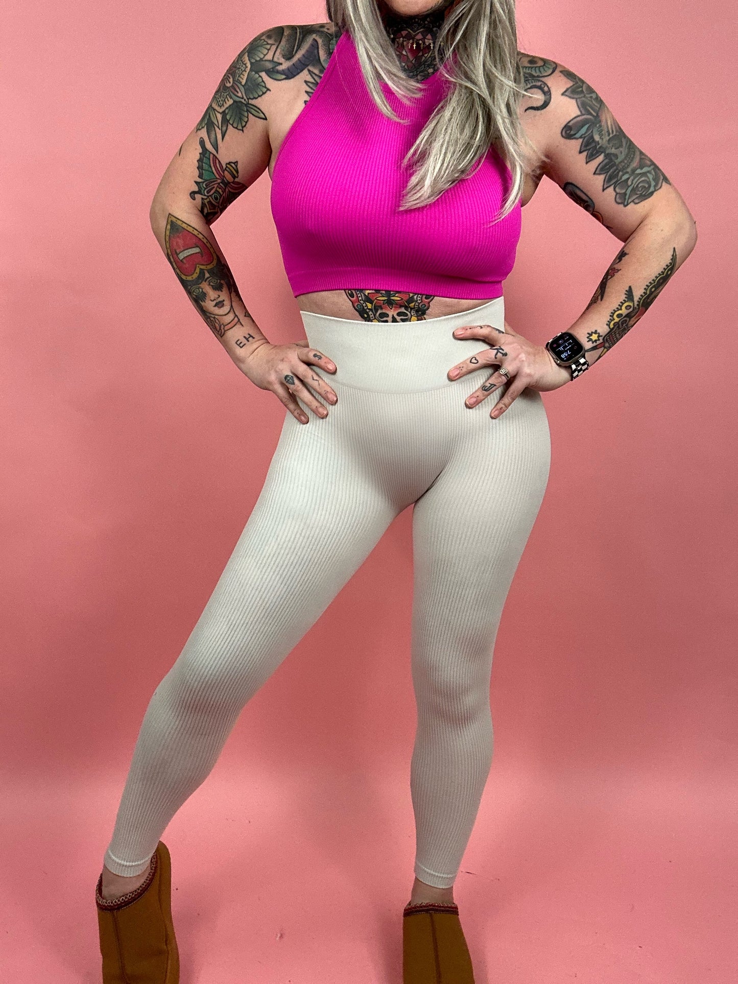 Little Miss Nice Ribbed High Waisted Leggings