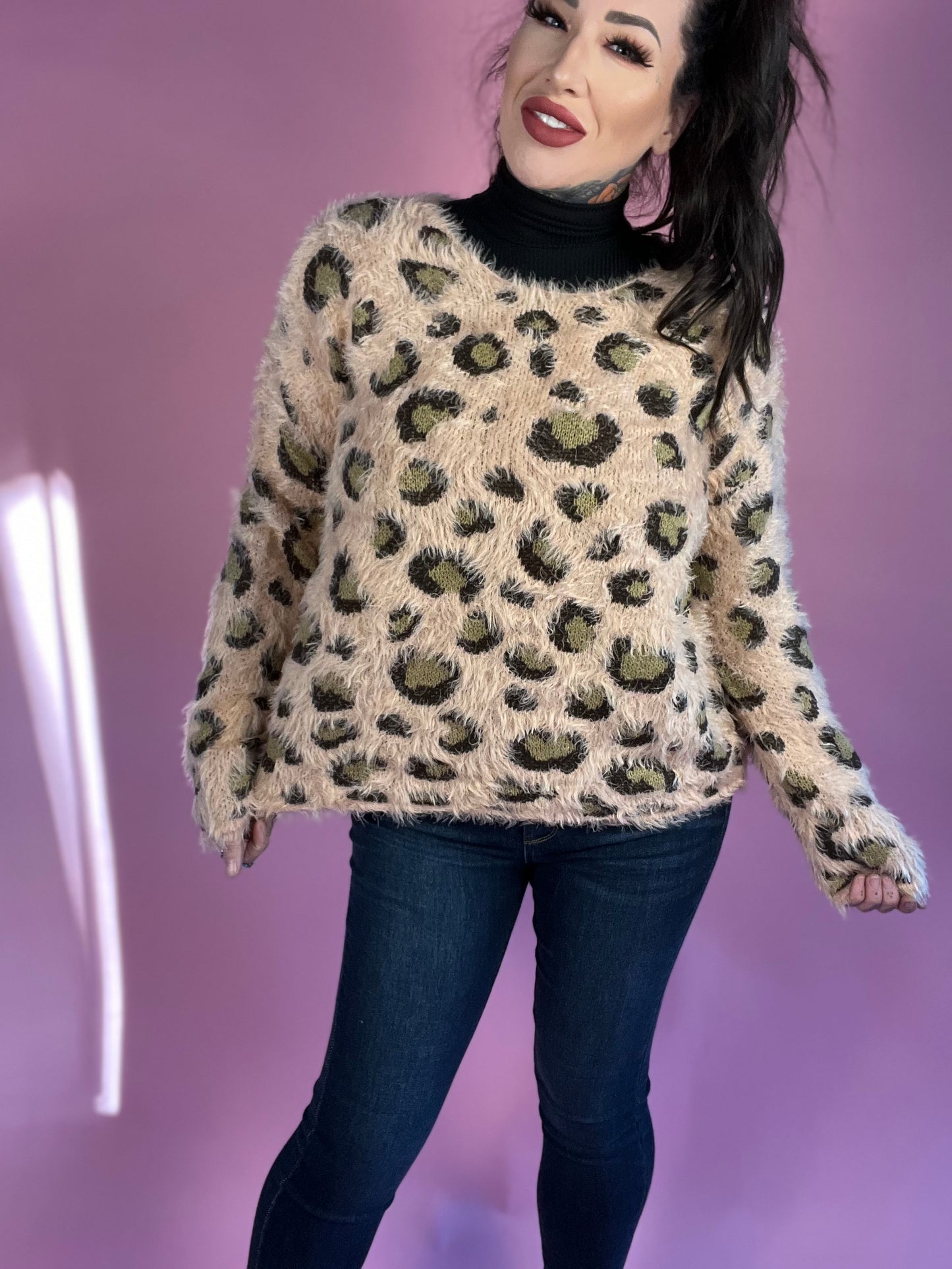 Simple Comforts Eyelash Texture Animal Print Sweater