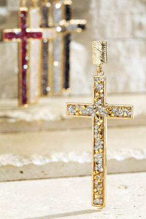 Chosen Resin Stone Cross Earrings