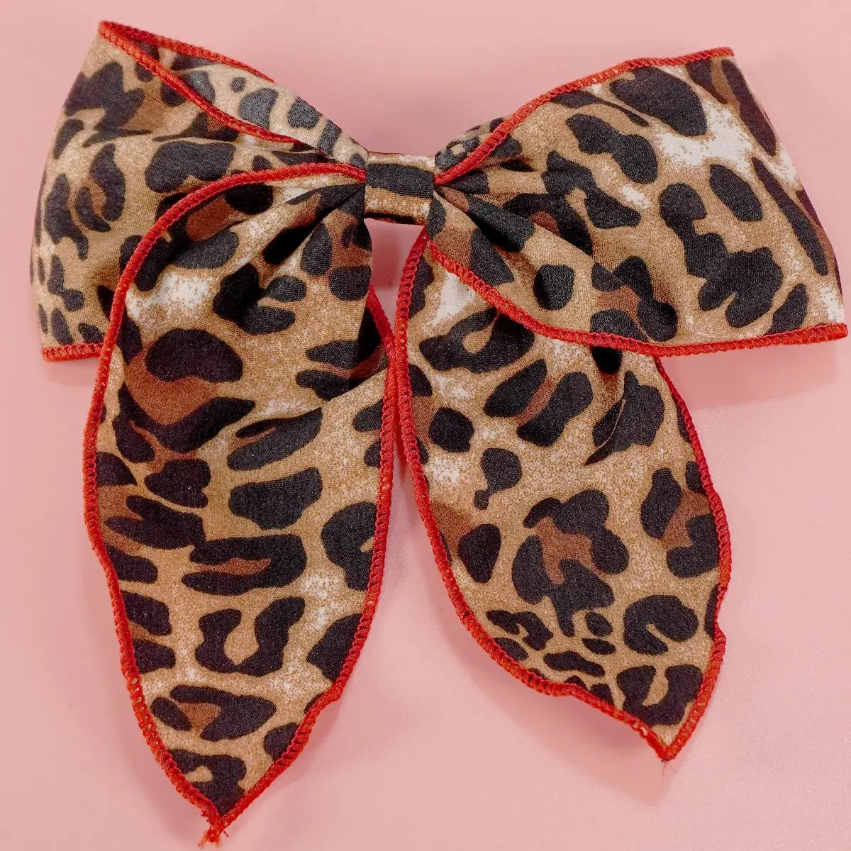 Red Trim Leopard Bow Clip