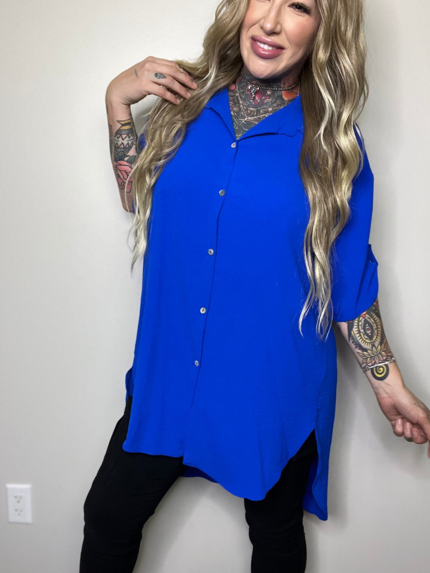 Boss You Around Curvy High Low Shirt (Multiple Color Options)