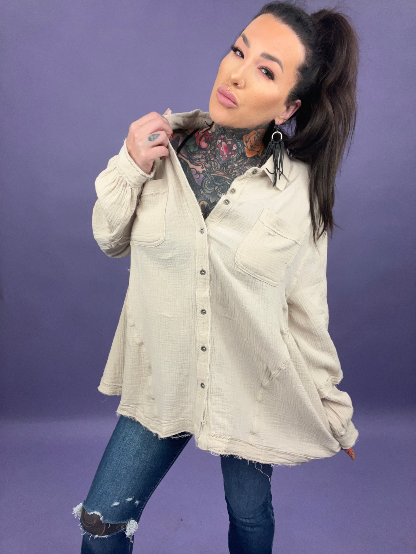 REG Jade By Jane - LIGHTWEIGHT BUTTON DOWN FLOWY SHIRTS