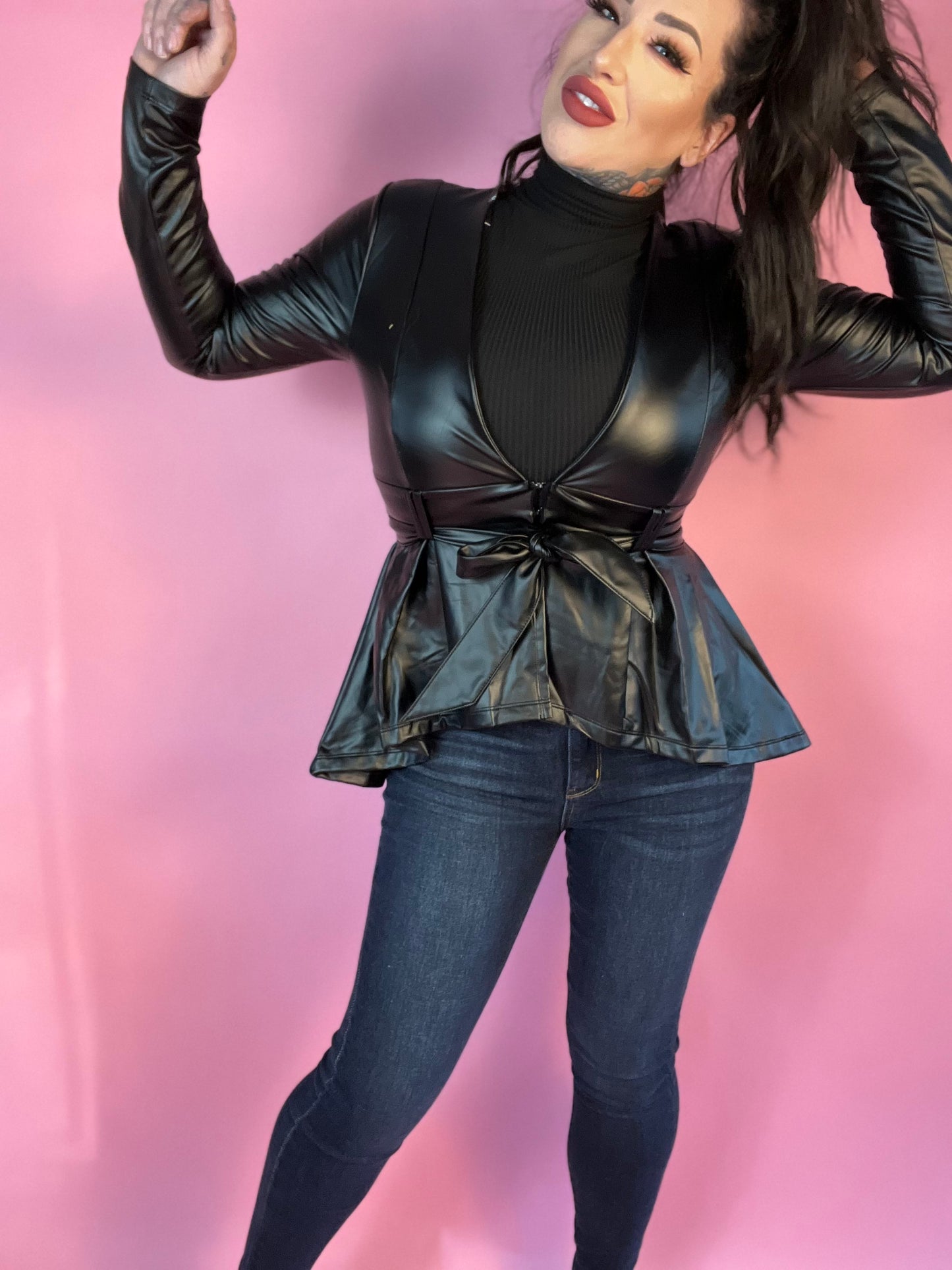 Lifelong Memories Pleather Peplum Jacket