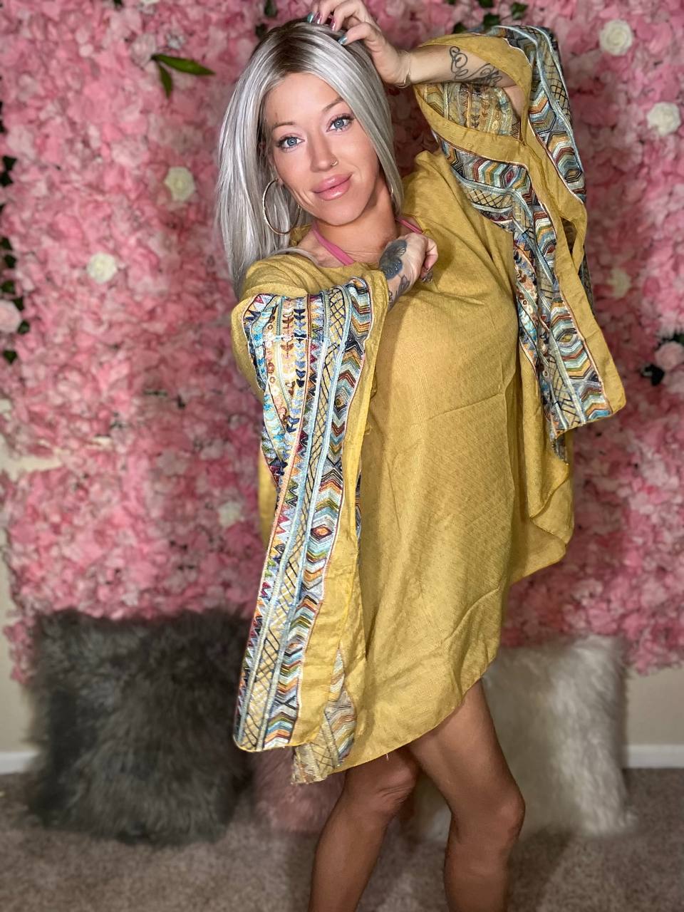 Intertwined In Magic Geometric Embroidered Sleeve Kimono (Multiple Colors) - BP