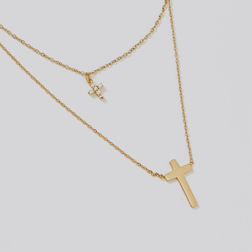 Faithful For You Layered Cross Necklace