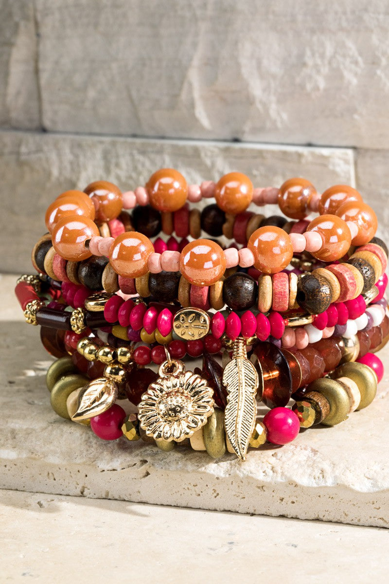 Sunflower Fields Beaded Stack Bracelet