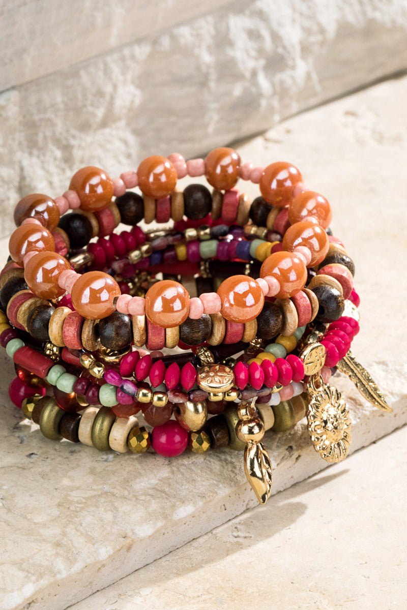 Sunflower Fields Beaded Stack Bracelet