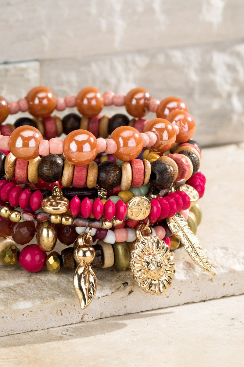 Sunflower Fields Beaded Stack Bracelet