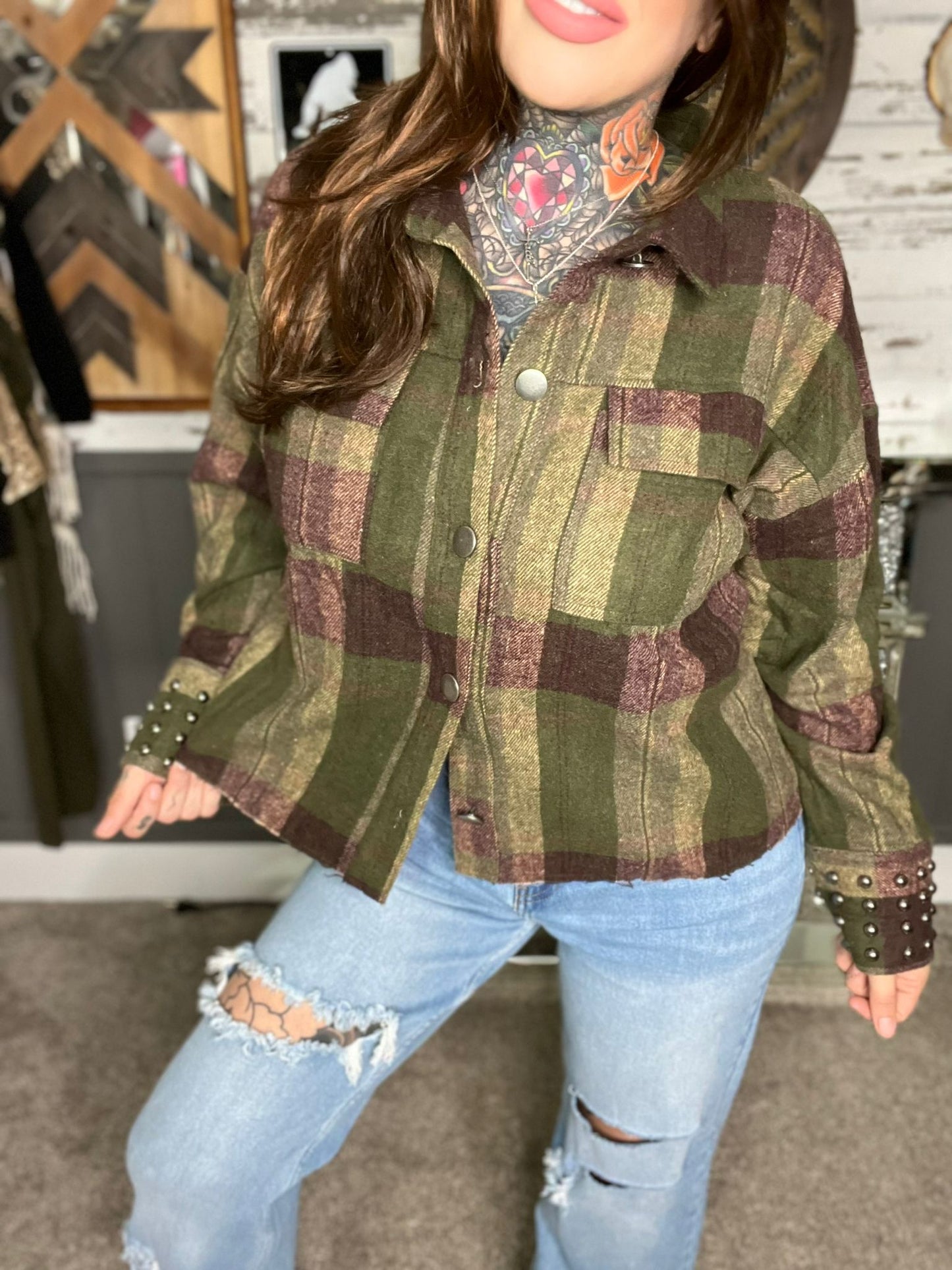 Bad To The Bone Curvy Plaid Shacket