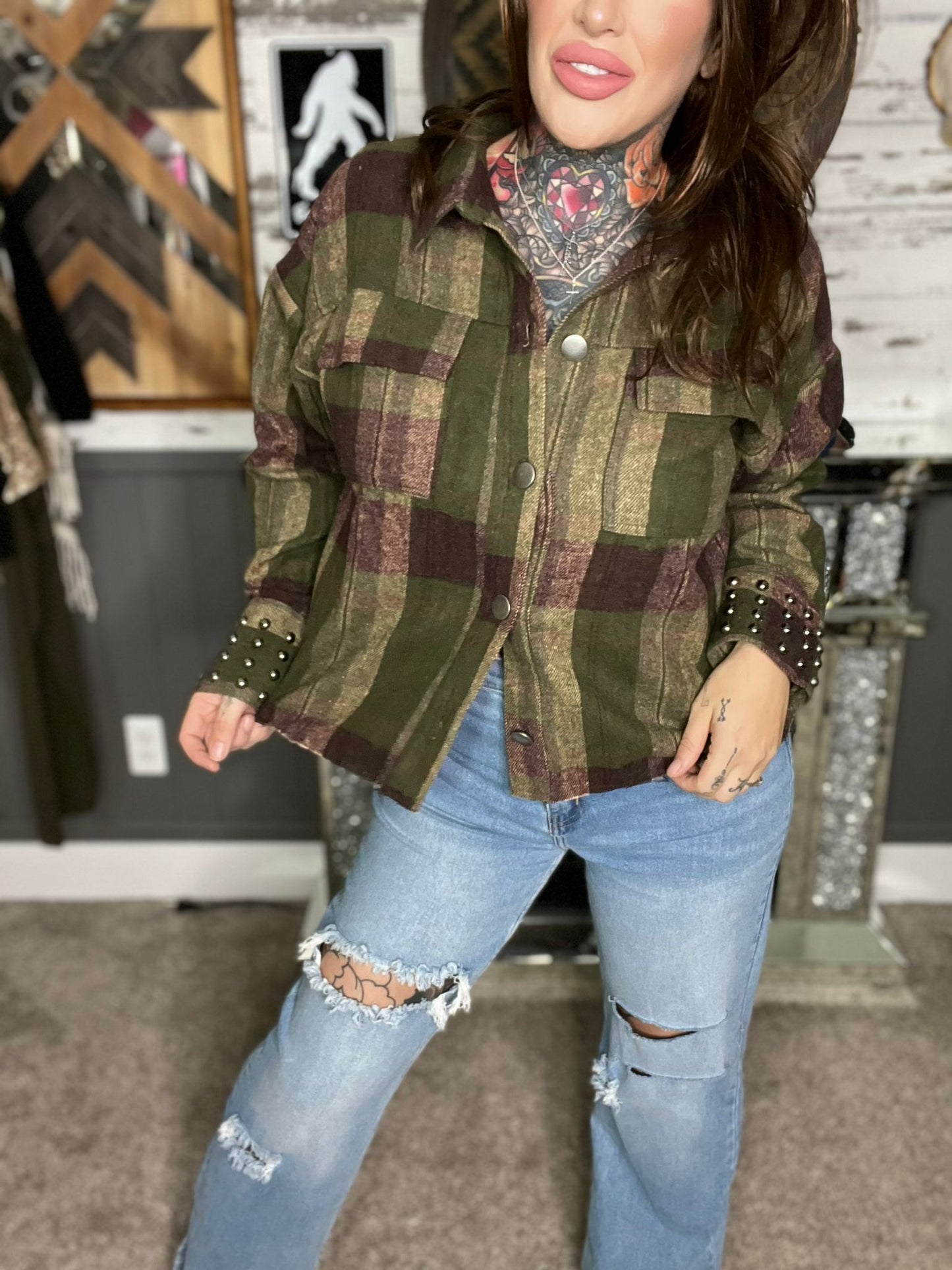 Bad To The Bone Curvy Plaid Shacket