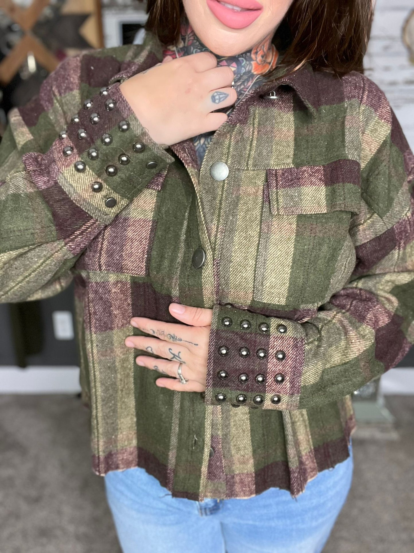 Bad To The Bone Curvy Plaid Shacket