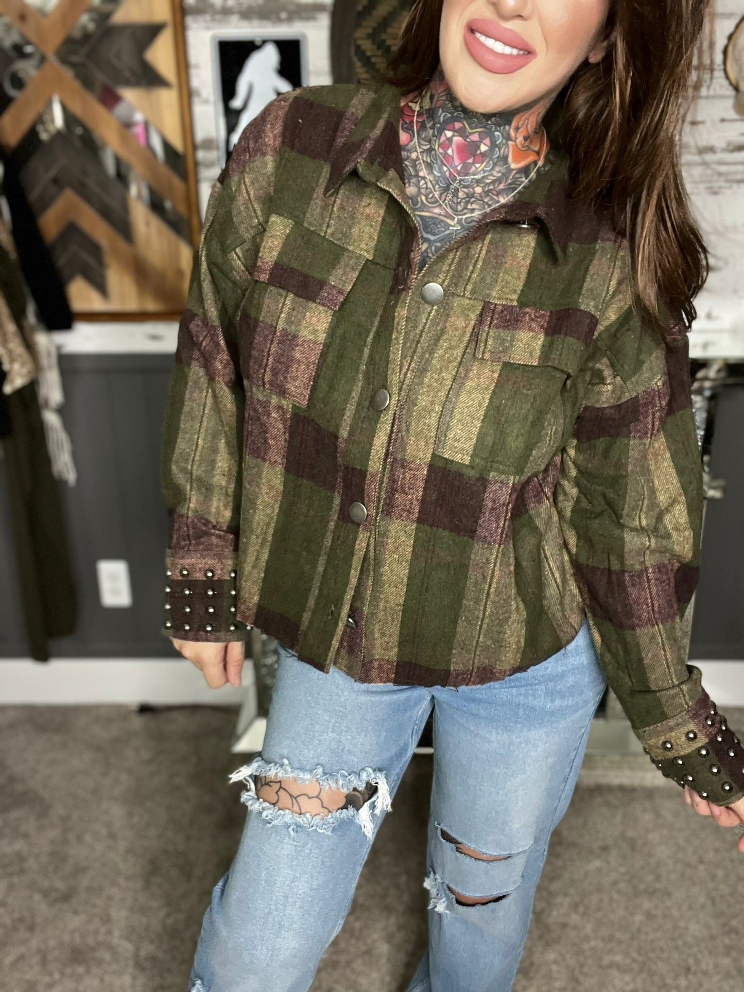 Bad To The Bone Curvy Plaid Shacket