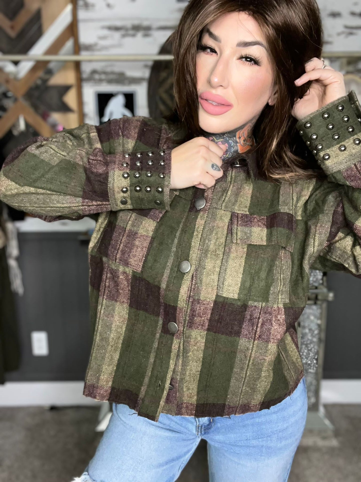 Bad To The Bone Curvy Plaid Shacket