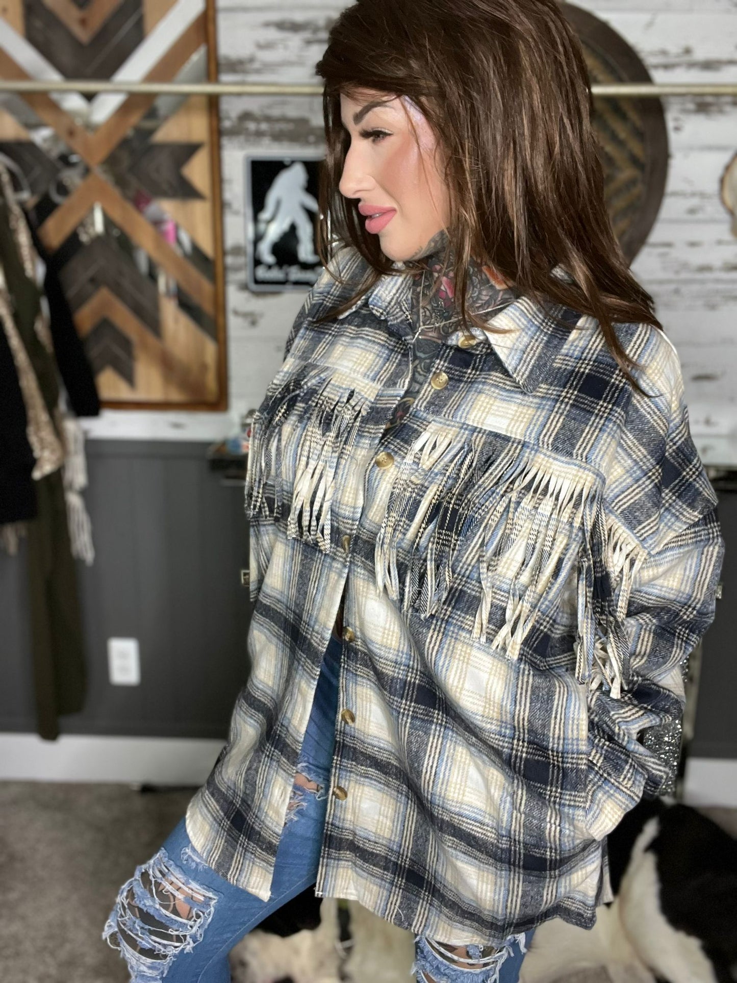 Catch Your Gaze Curvy Plaid Shacket