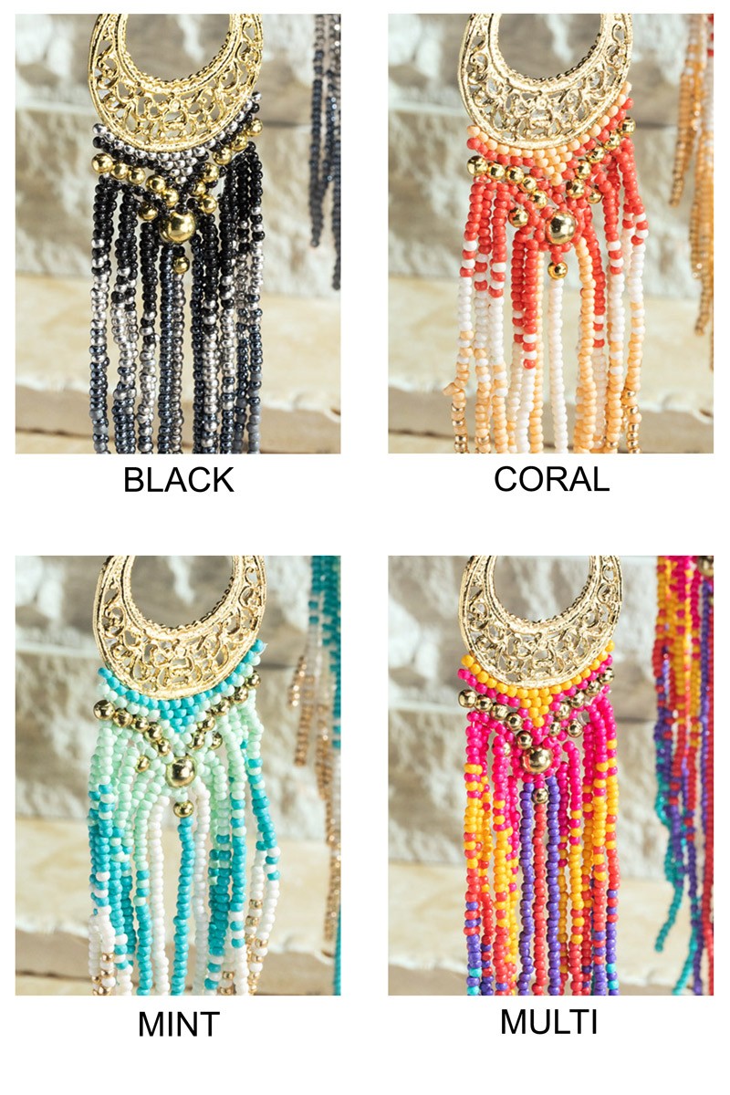 Treasure Trove Seed Bead Fringe Earrings