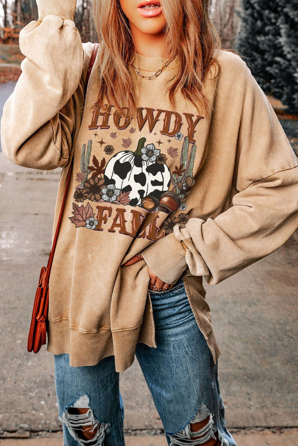 Howdy Fall Split Sweatshirt (Curvy/Regular)