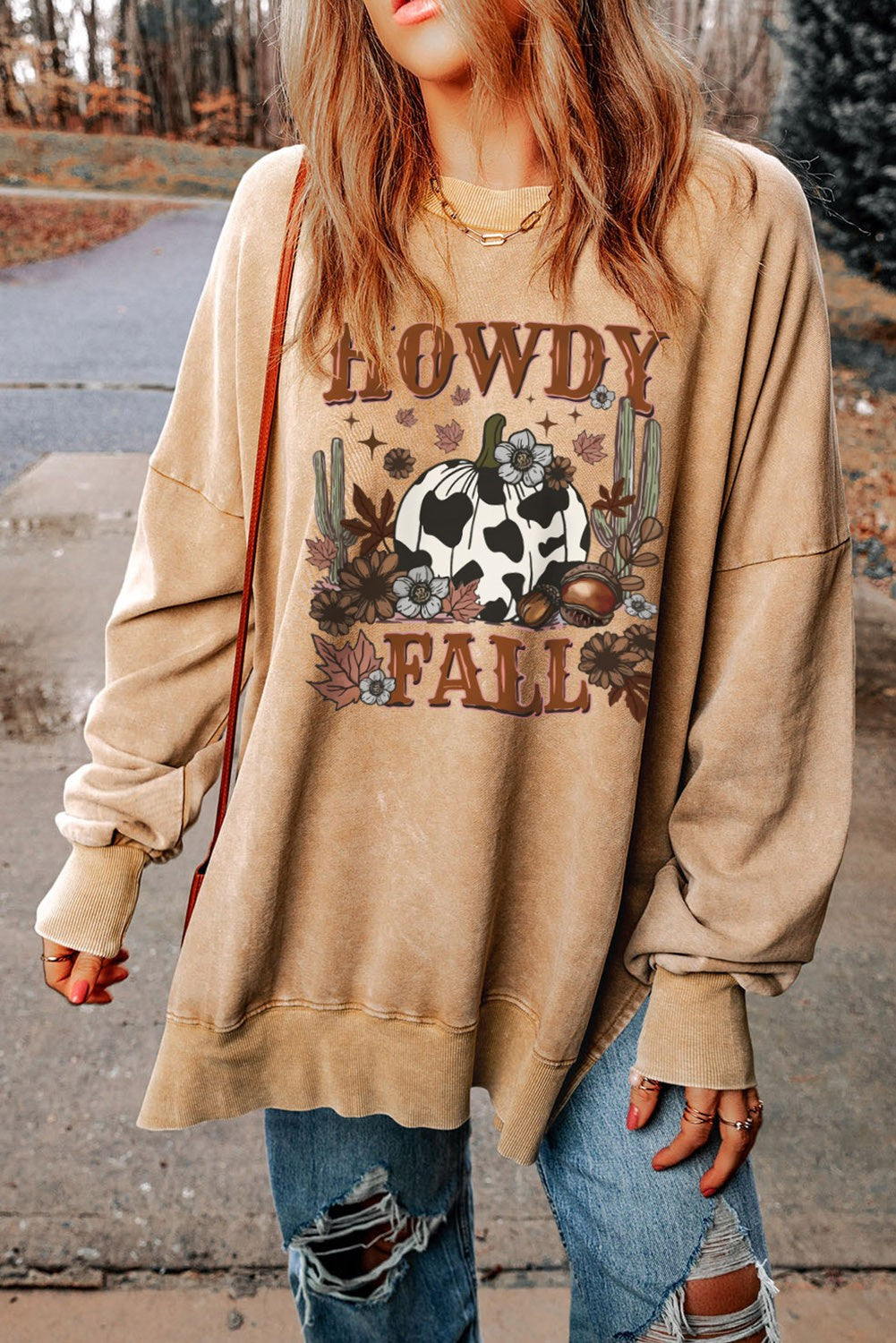 Howdy Fall Split Sweatshirt (Curvy/Regular)