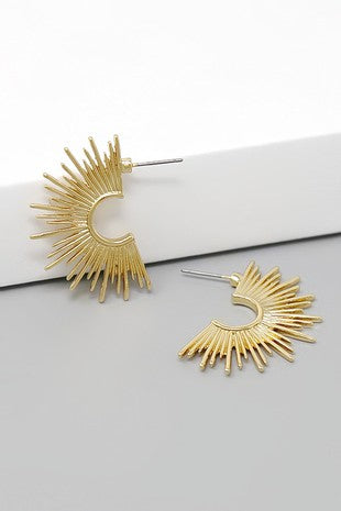 Bursting Sun Metal Earrings