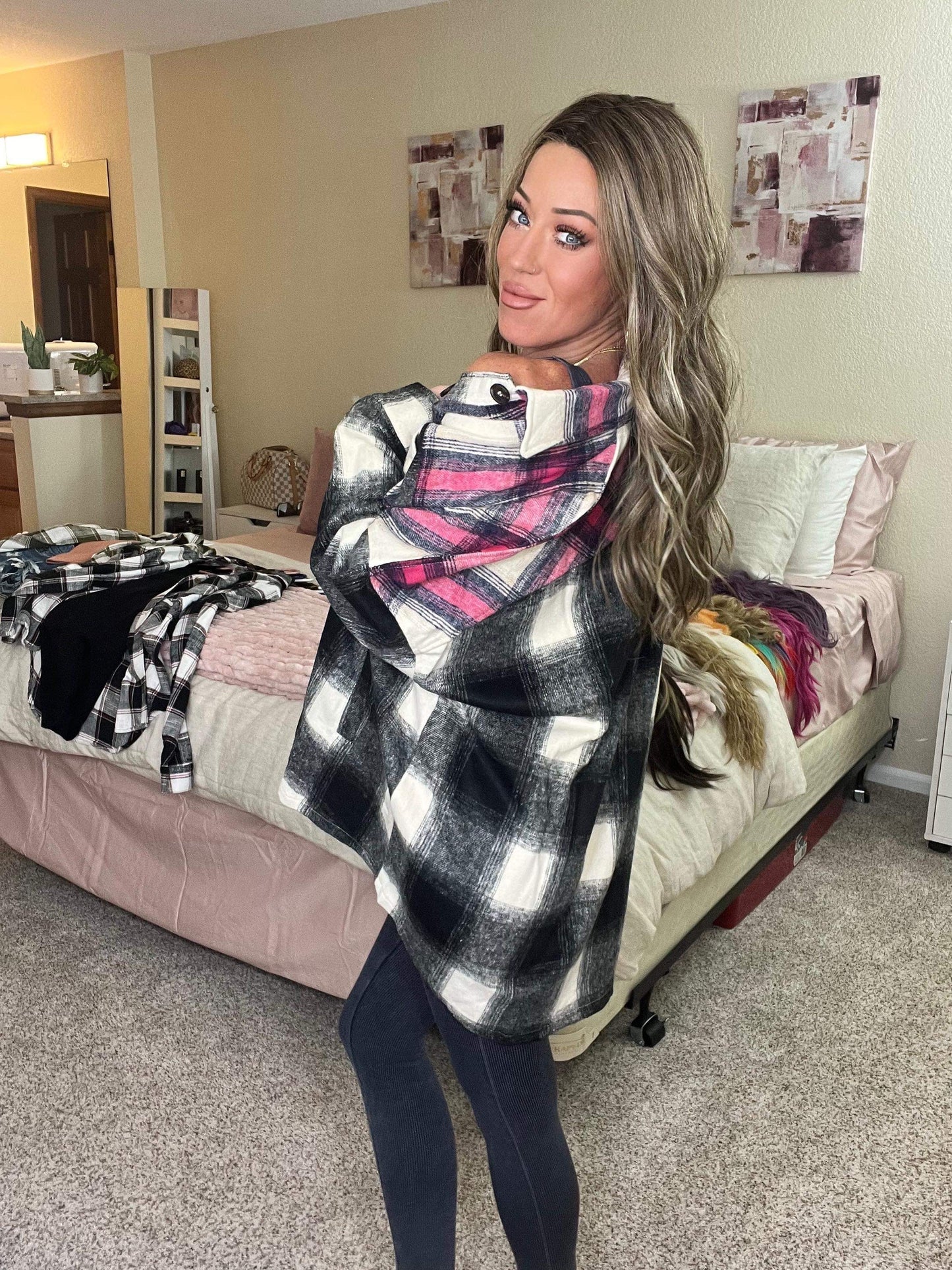 Simple Pleasures CURVY Oversized Plaid Shacket