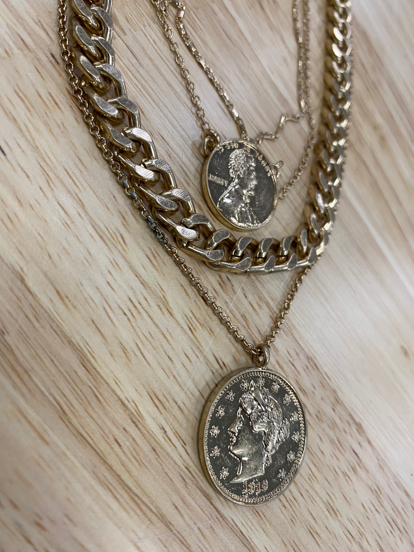 Worth My Time Layered Coin Charm Chain Necklace