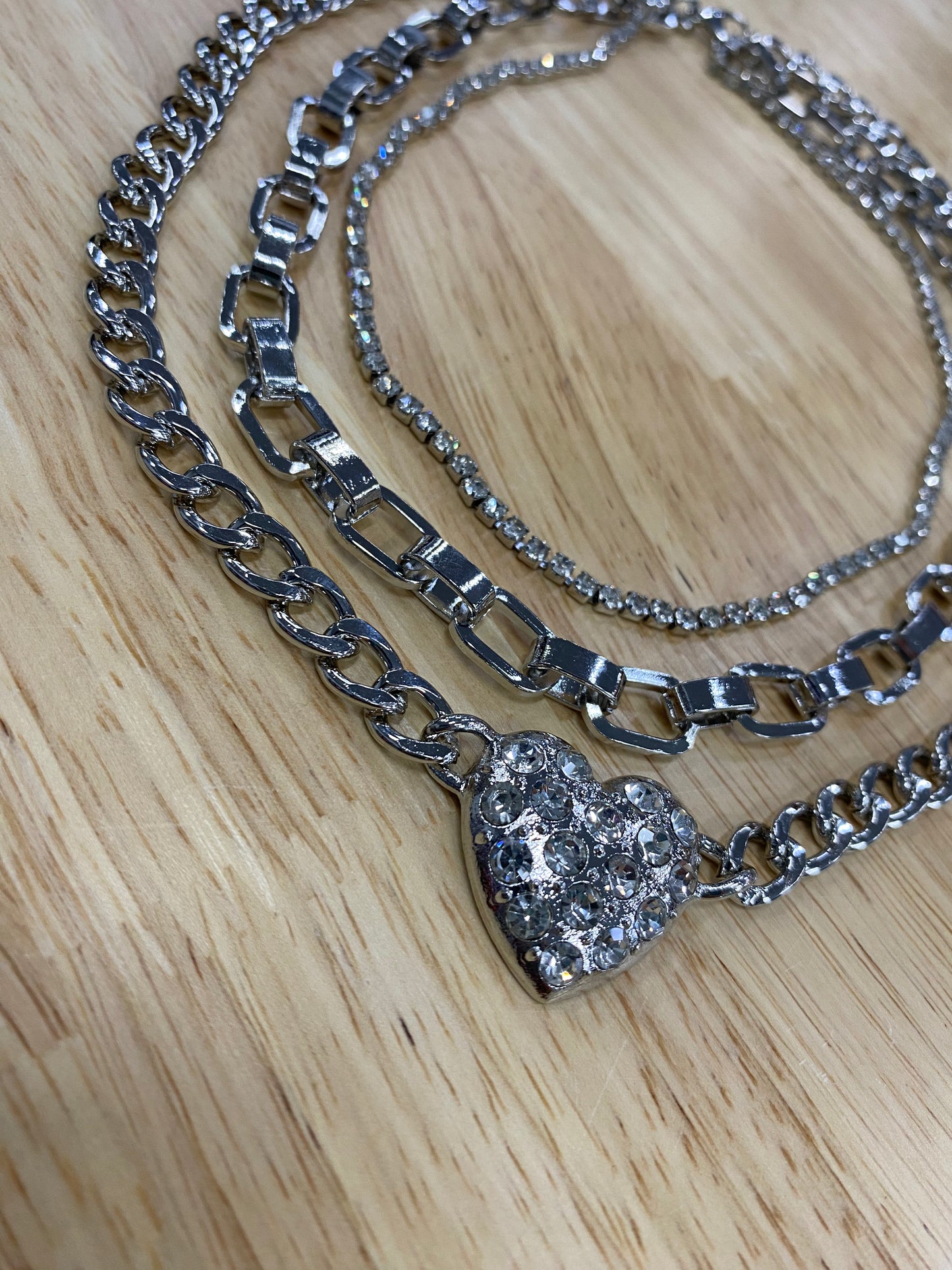 (Multiple Finishes) Take My Heart Layered Chain Necklace Set