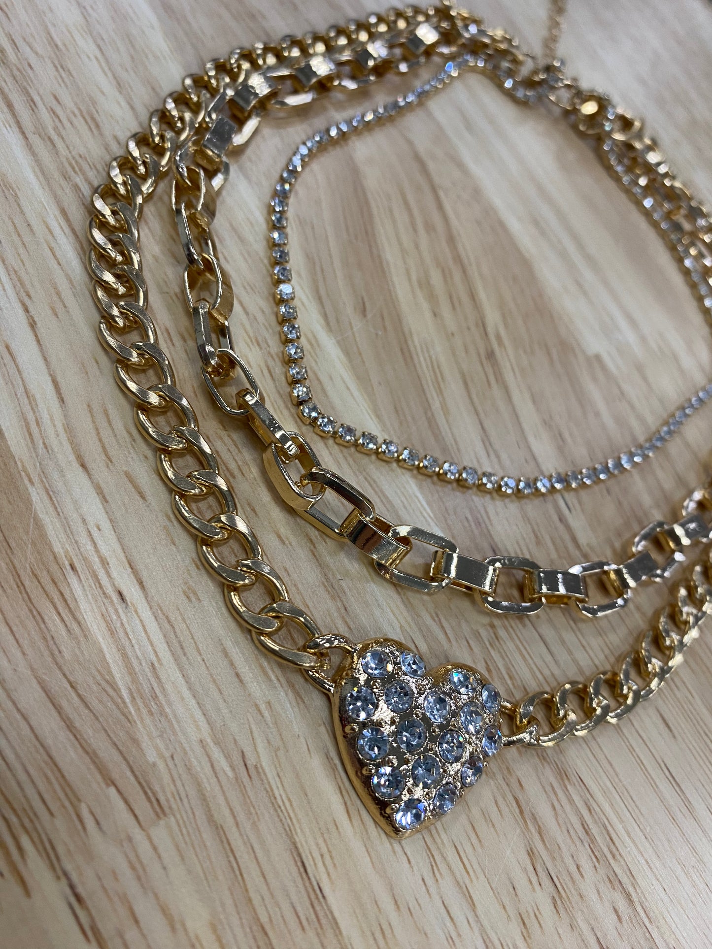 (Multiple Finishes) Take My Heart Layered Chain Necklace Set