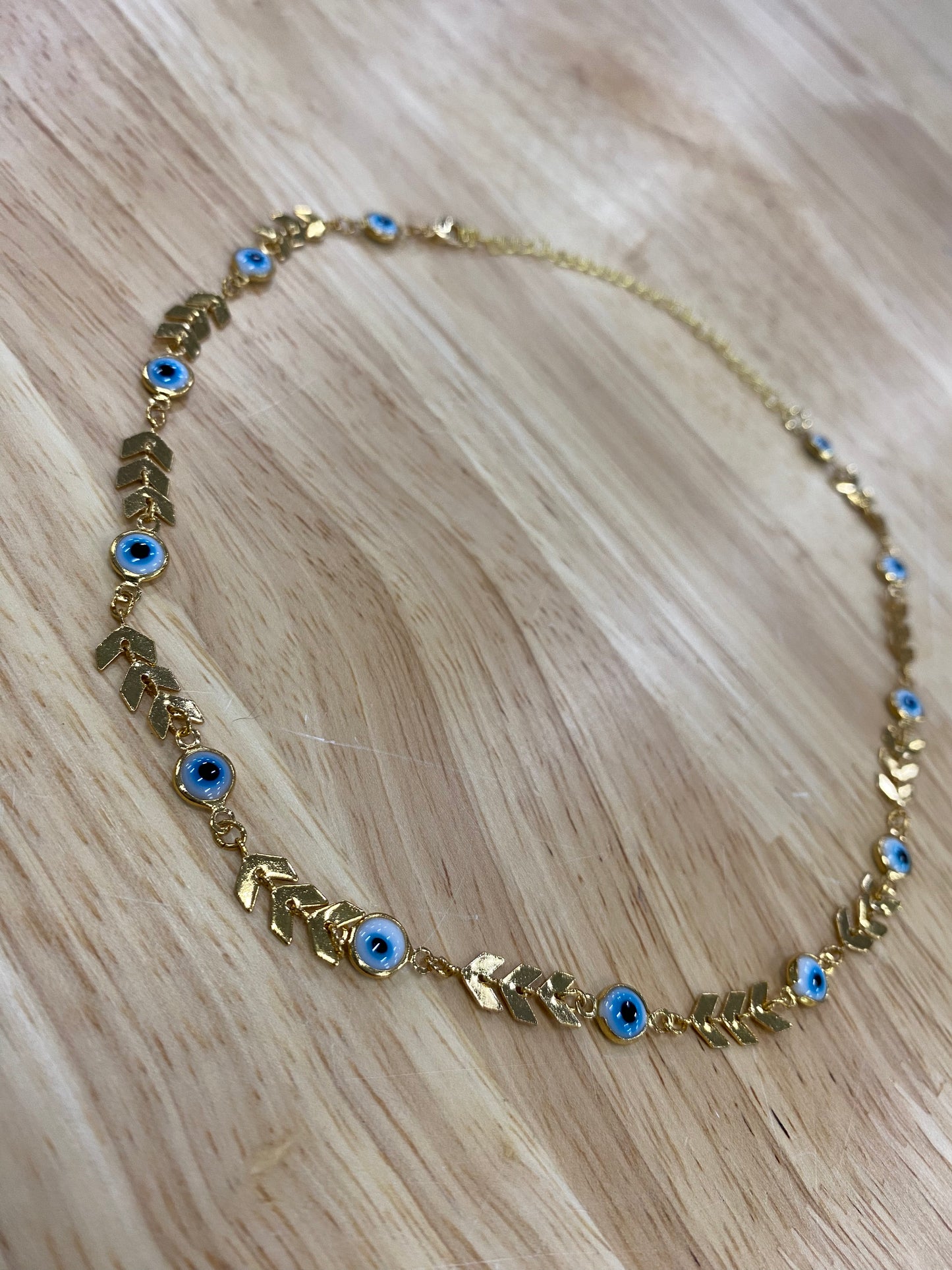 Gold Arrow Evil Eye Necklace